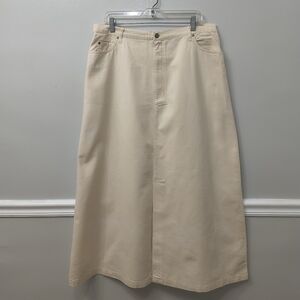 Eddie Bauer Women's 100% Cotton Maxi/Midi Beige/Cream Skirt Size 18 Tall Casual